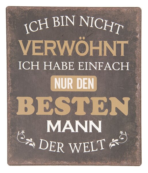 Nástenná kovová ceduľa Besten Mann - 13 * 15 cm - Clayre & Eef