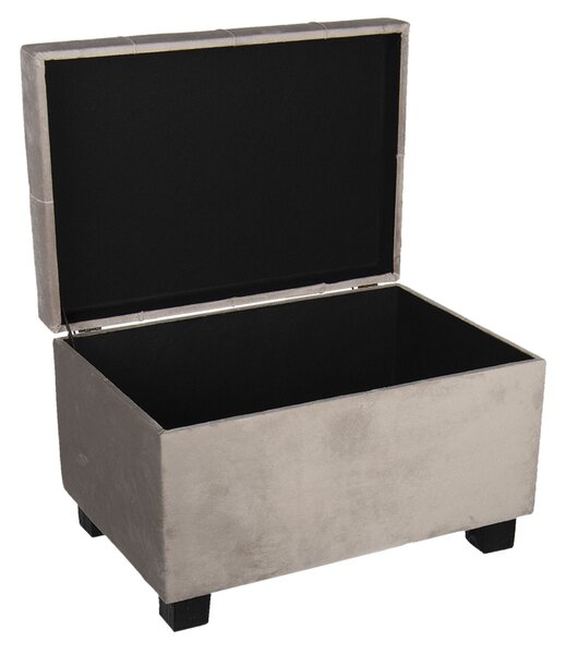 Šedá zamatová podnožka Grey - 50 * 34 * 33 cm - Clayre & Eef