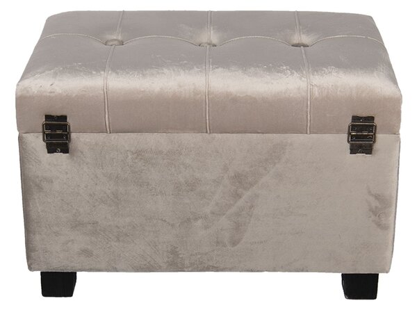 Šedá zamatová podnožka Grey - 50 * 34 * 33 cm - Clayre & Eef