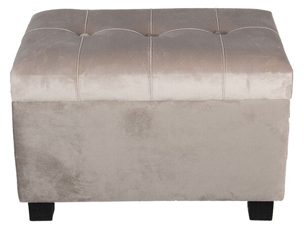 Šedá zamatová podnožka Grey - 50 * 34 * 33 cm - Clayre & Eef