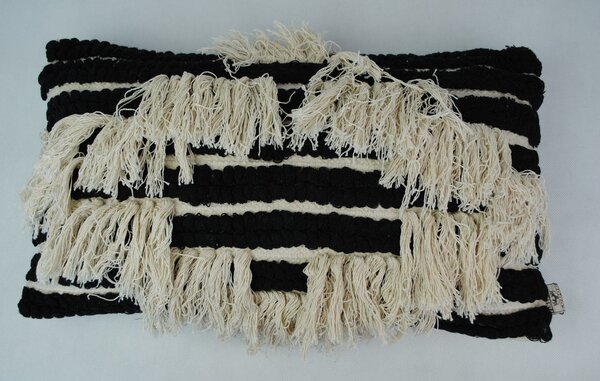 Čierno-krémový vankúš so strapcami Boho - 30*50cm - Colmore by Diga