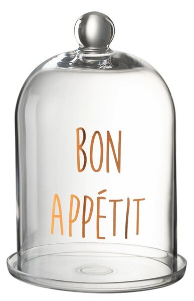 Sklenený podnos s poklopom Bon Apetit - Ø 20 * 31 cm - J-Line by Jolipa