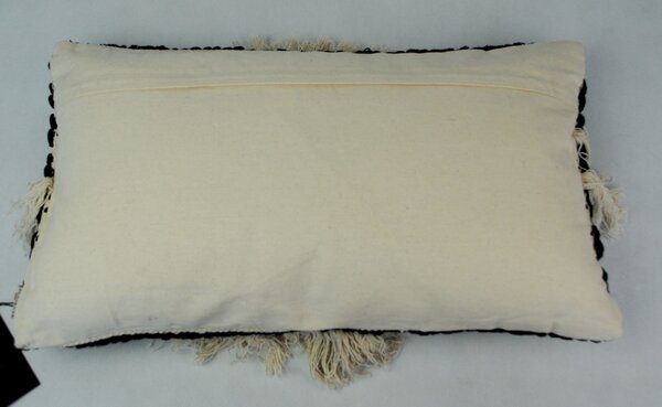 Čierno-krémový vankúš so strapcami Boho - 30*50cm - Colmore by Diga