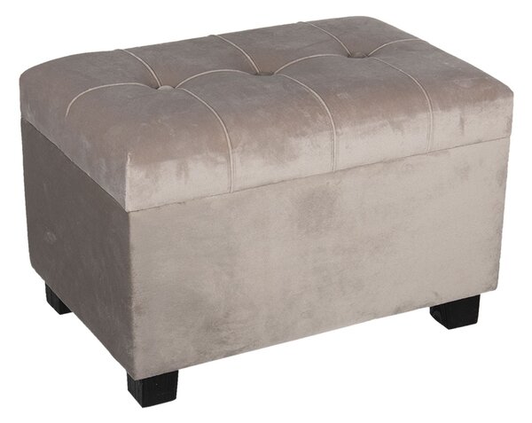 Šedá zamatová podnožka Grey - 50 * 34 * 33 cm - Clayre & Eef