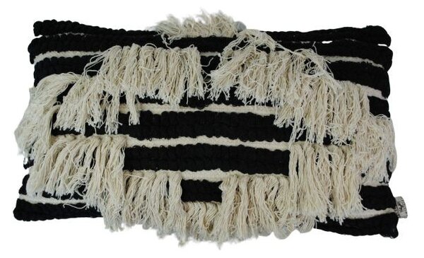 Čierno-krémový vankúš so strapcami Boho - 30*50cm - Colmore by Diga