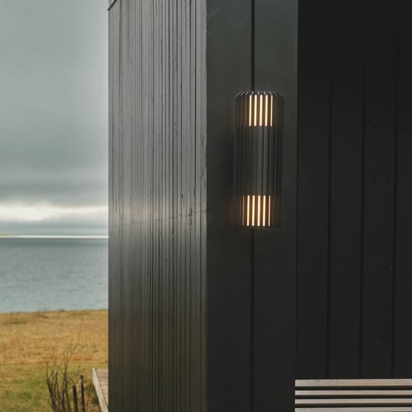 Nordlux Vonkajšie nástenné svietidlo Aludra Double Seaside, hliník, čierne, 2-pl., Čierna, Hliník, Nástenné svietidlo