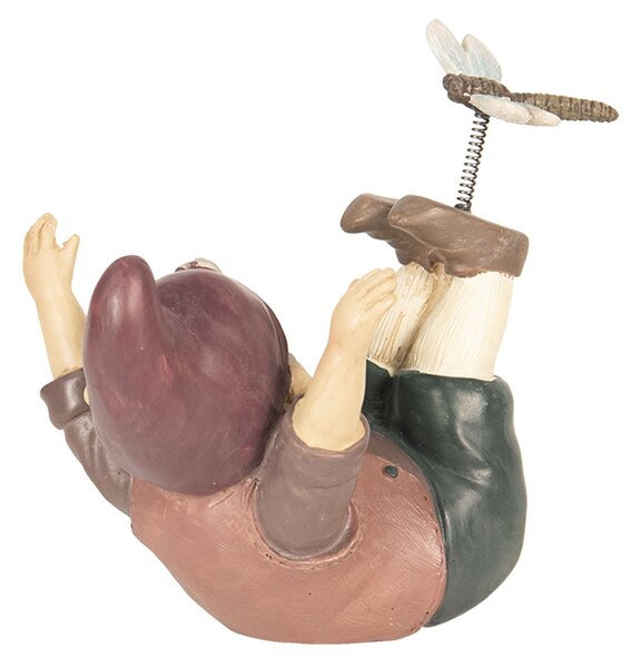 Dekoratívne soška trpaslíka s vážka - 15 * 12 * 13 cm - Clayre & Eef
