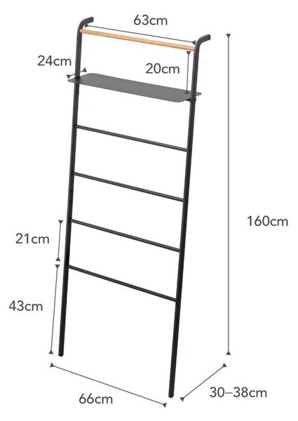 Čierny vešiak s poličkou YAMAZAKI Tower Ladder