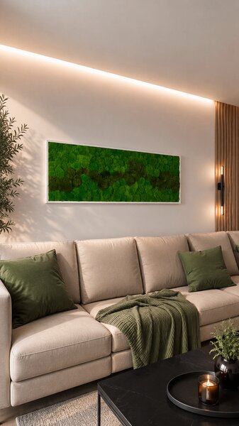 Machový obraz - Kopčekový mach Druh rámu: 90x30cm