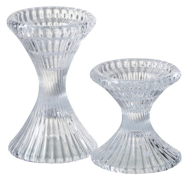 Sklenený krútiaci svietnik Ribbed medium - Ø 10*15cm - J-Line by Jolipa