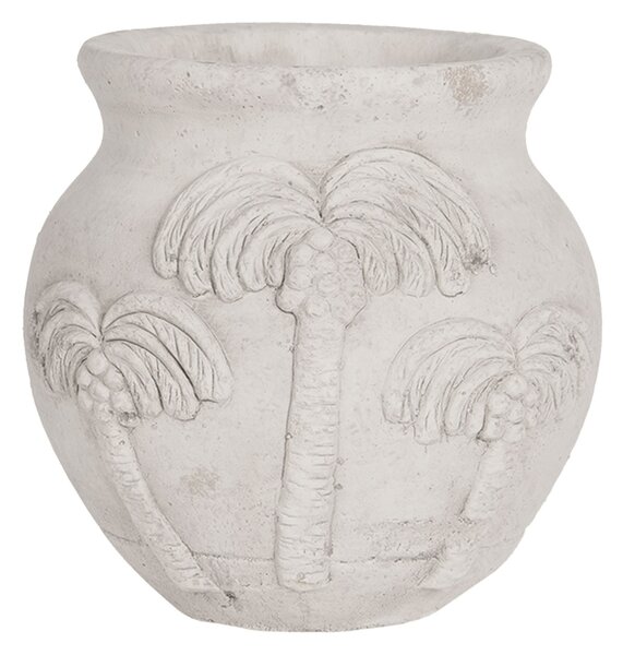 Sivý cementový kvetináč Palmy - Ø 15*14 cm - Clayre & Eef