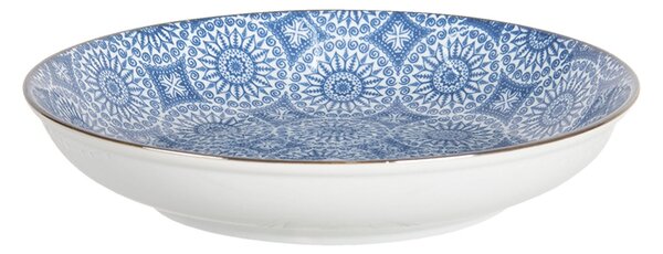 Hlboký tanier s modrým kvetinovým ornamentom BlueSnow - Ø 20 * 4 cm - Clayre & Eef