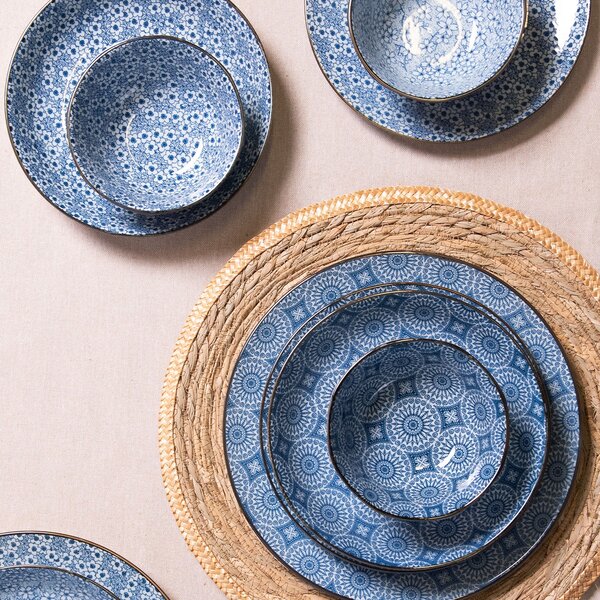Hlboký tanier s modrými kvietkami BlueFlowers - Ø 20 * 4 cm - Clayre & Eef