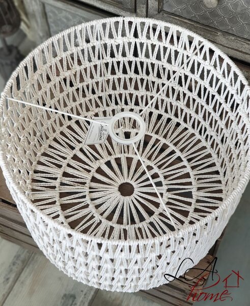 Biele povrázkové tienidlo na stolnú lampu Luca cylinder - Ø 40 * 28cm / E27 - Collectione