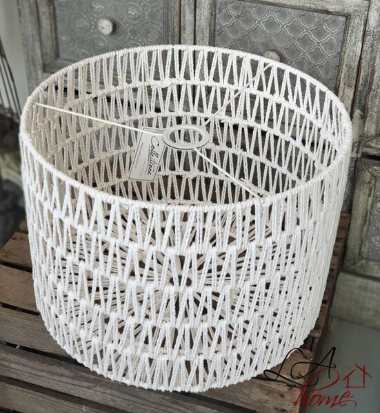 Biele povrázkové tienidlo na stolnú lampu Luca cylinder - Ø 40 * 28cm / E27 - Collectione