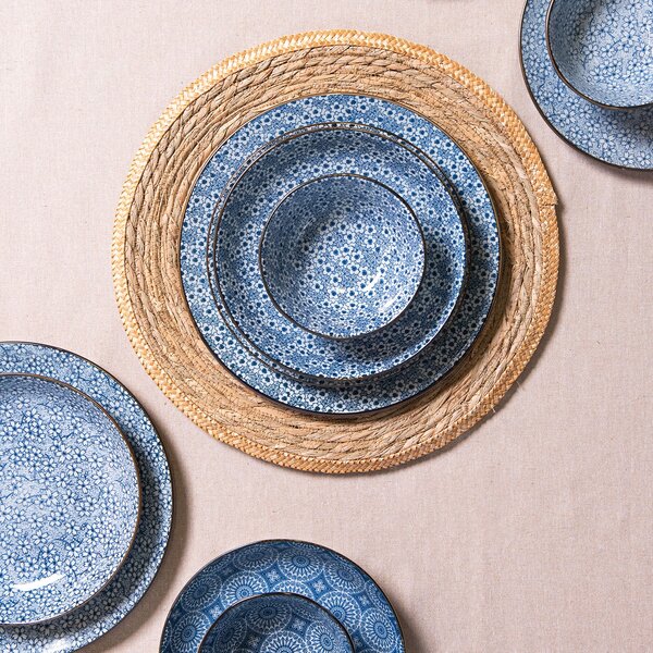 Hlboký tanier s modrými kvietkami BlueFlowers - Ø 20 * 4 cm - Clayre & Eef