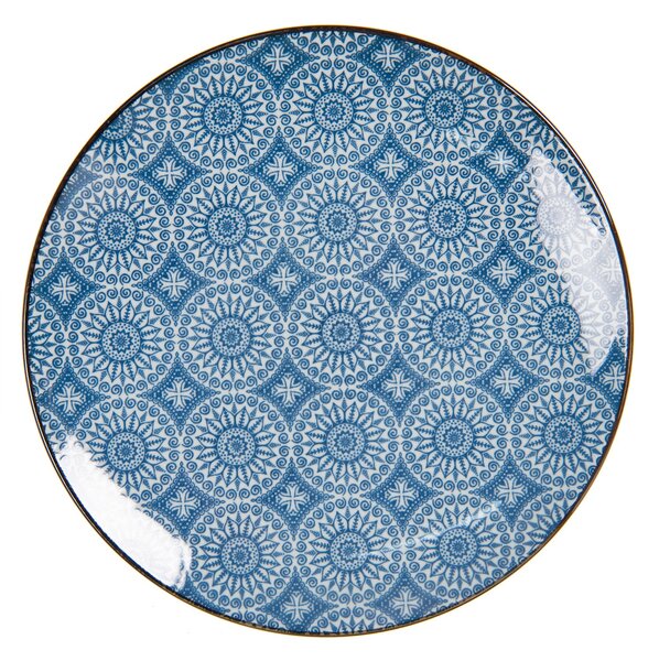 Dezertný tanier s modrým kvetinovým ornamentom BlueSnow - Ø 21 cm - Clayre & Eef