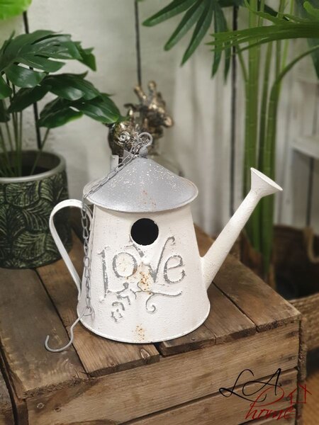 Dekoračné vtáčia búdka v tvare kanvy - 19 * 19 * 25 cm - Clayre & Eef