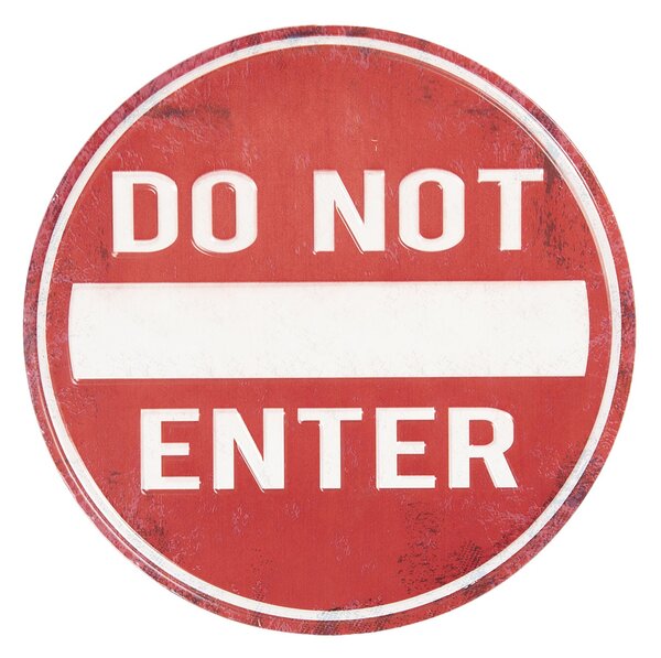 Červená guľatá kovová ceduľa Do not enter -Ø 35 cm - Clayre & Eef
