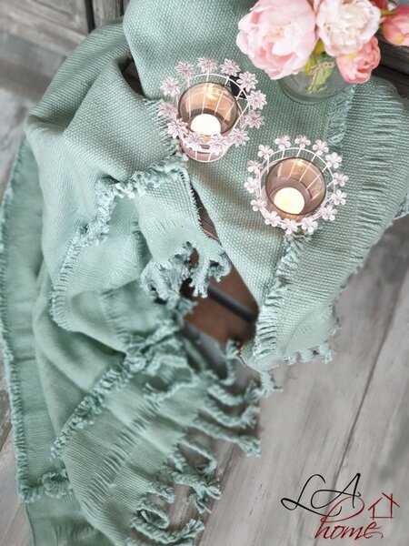 Zelený pléd Tassel so strapcami - 130 * 170 cm - J-Line by Jolipa