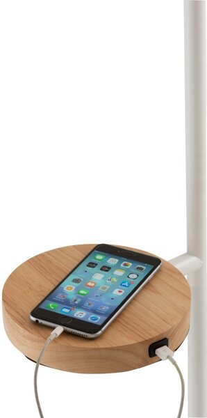 Biela kovová stojaca lampa s nabíjaním na telefón Metvit- Ø 45 * 166cm - J-Line by Jolipa