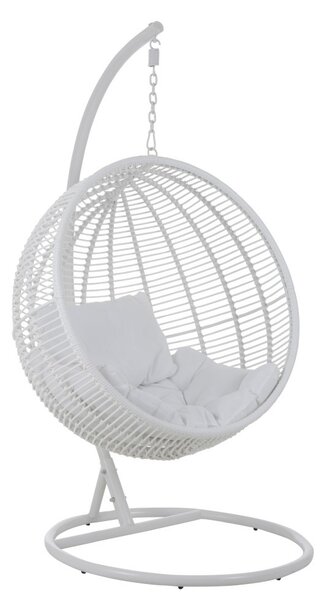 Závesné biele záhradné ratanové kreslo Lounge White -119*110*193 cm - J-Line by Jolipa