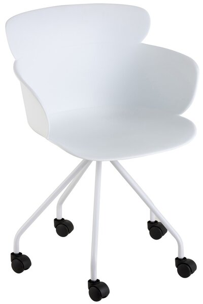Plastová biela stolička na kolieskach Eva - 56 * 53 * 81 cm - J-Line by Jolipa