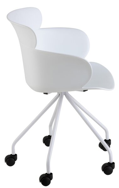 Plastová biela stolička na kolieskach Eva - 56 * 53 * 81 cm - J-Line by Jolipa