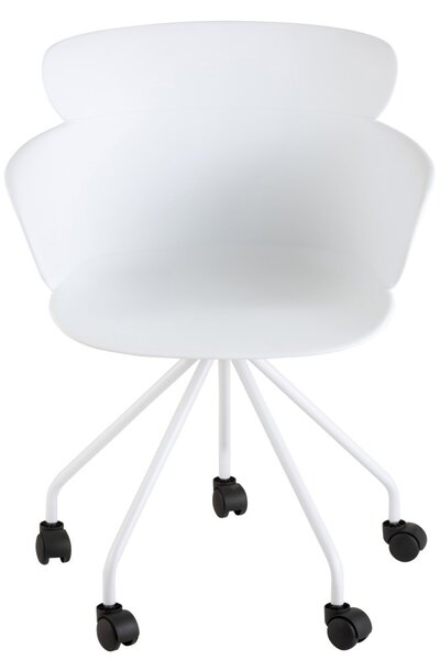 Plastová biela stolička na kolieskach Eva - 56 * 53 * 81 cm - J-Line by Jolipa