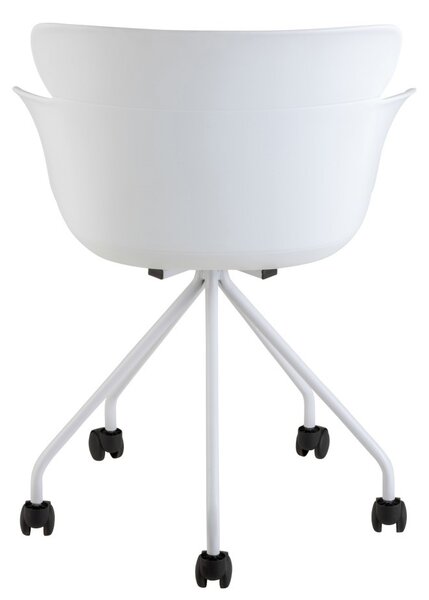 Plastová biela stolička na kolieskach Eva - 56 * 53 * 81 cm - J-Line by Jolipa