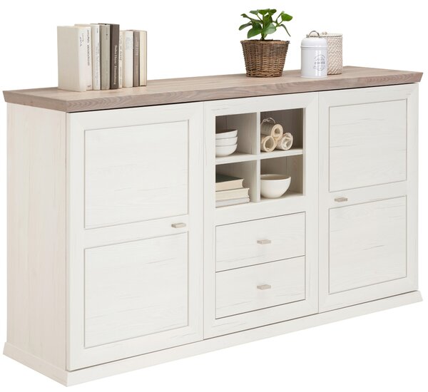KOMODA, sivá, biela, 160/89/43 cm Hom`in - Komody