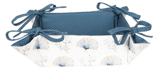 Obojstranný bavlnený košík na pečivo Peacock Print - 35 * 35 * 8 cm - Clayre & Eef