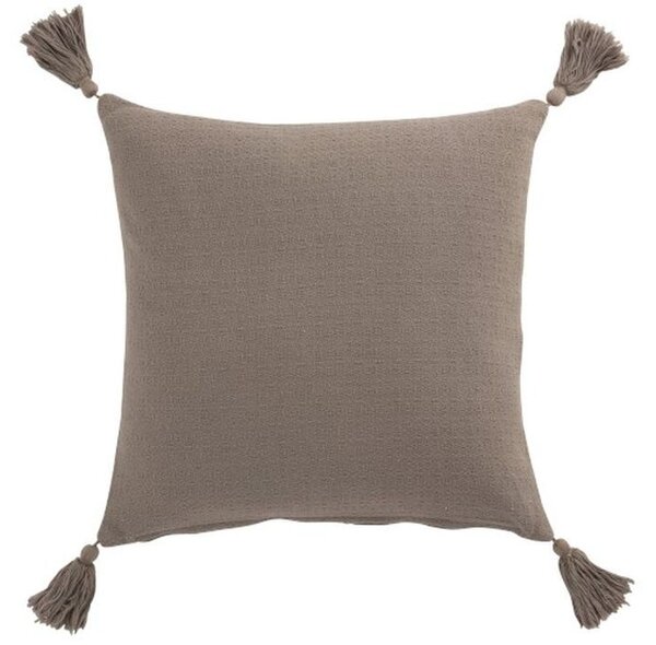 Taupe bavlnený vankúš Fransen Blumen so strapcami - 45 * 45 cm - J-Line by Jolipa