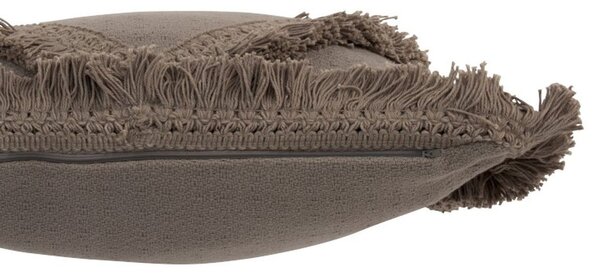 Taupe bavlnený vankúš Fransen so strapcami - 45 * 45 cm - J-Line by Jolipa