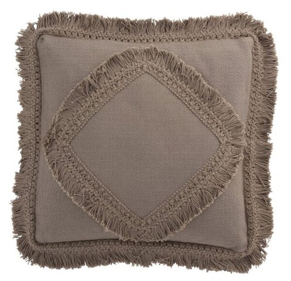 Taupe bavlnený vankúš Fransen so strapcami - 45 * 45 cm - J-Line by Jolipa