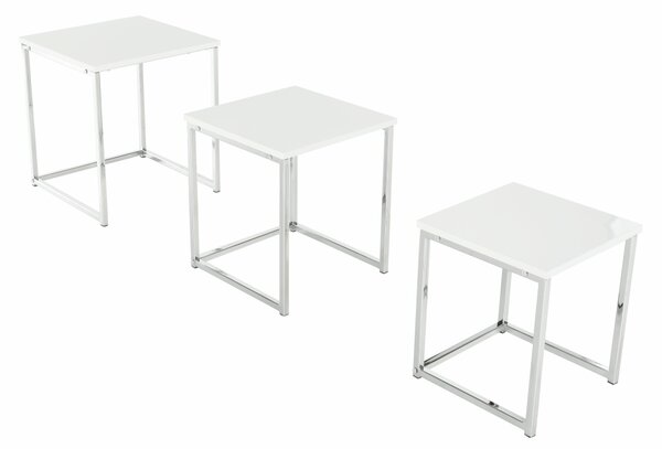 KONDELA Konferenčné stolíky, set 3 ks, biela extra vysoký lesk, ENISOL TYP 3