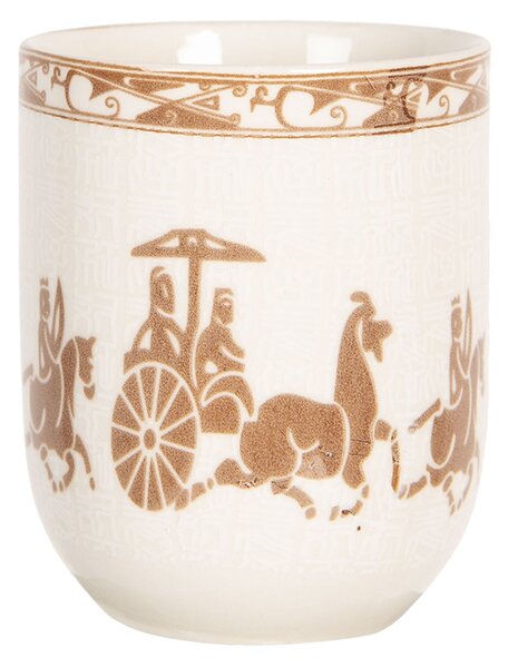 Porcelánový kalíšok na čaj s antickými motívmi - ∅ 6 * 8 cm / 0,1l - Clayre & Eef