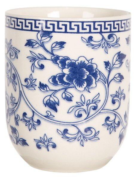 Porcelánový kalíšok na čaj s modrými kvetmi - ∅ 6 * 8 cm / 0,1l - Clayre & Eef