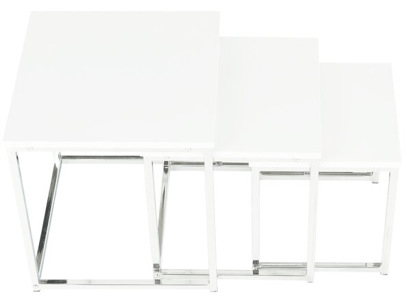 KONDELA Konferenčné stolíky, set 3 ks, biela extra vysoký lesk, ENISOL TYP 3