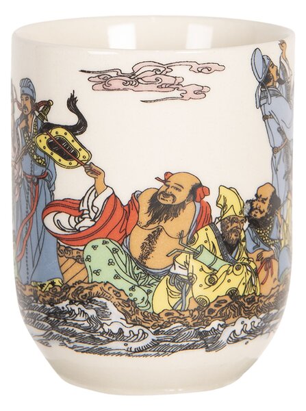Porcelánový kalíšok na čaj s japonskými motívmi - ∅ 6 * 8 cm / 0,1l - Clayre & Eef