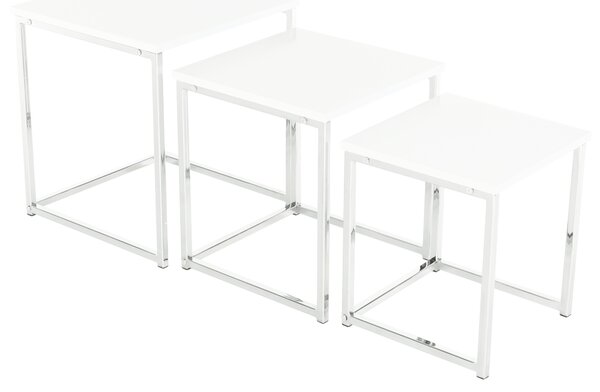 KONDELA Konferenčné stolíky, set 3 ks, biela extra vysoký lesk, ENISOL TYP 3