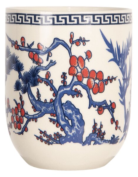 Porcelánový kalíšok na čaj s modrou vetvou - ∅ 6 * 8 cm / 0,1l - Clayre & Eef