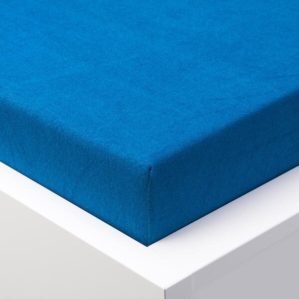 Napínacia plachta na posteľ froté EXCLUSIVE kráľovsky modrá dvojlôžko