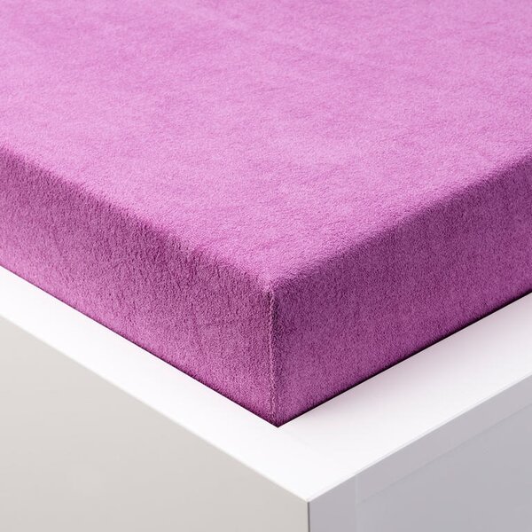 Napínacia plachta na posteľ froté EXCLUSIVE fialová dvojlôžko
