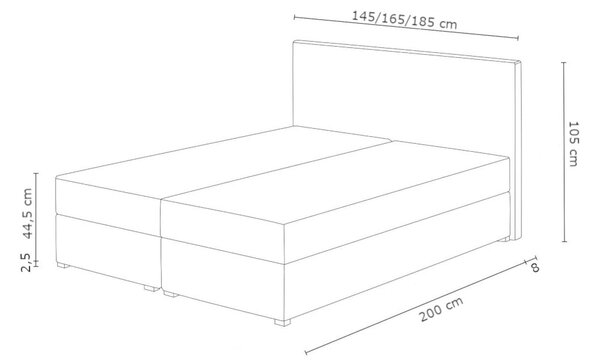 Čalúnená posteľ FADO 2 + rošt + matrac, 140x200, Cosmic 100