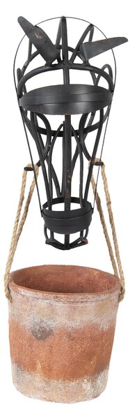Závesný kvetináč s kovovou hlavou koňa - 37 * 20 * 72 cm - Clayre & Eef