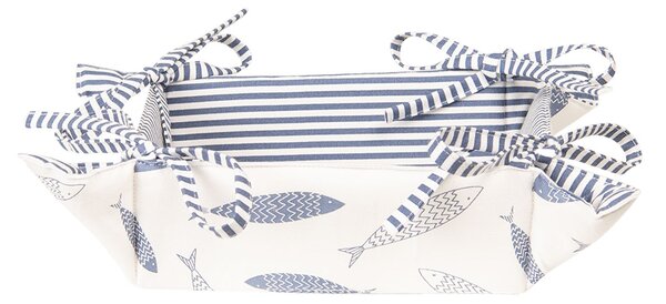 63/5000 Bavlnený obojstranný košík na pečivo Nautical Fish - 35 * 35 * 8 cm - Clayre & Eef