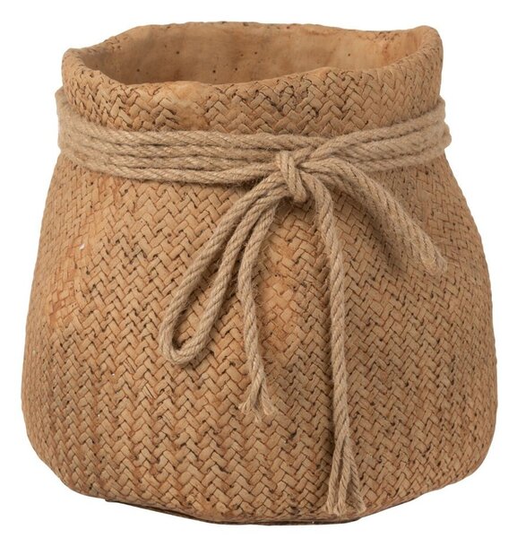 Cementový hnedý kvetináč M imitácia juty- 23,5*23,5*24 cm - J-Line by Jolipa