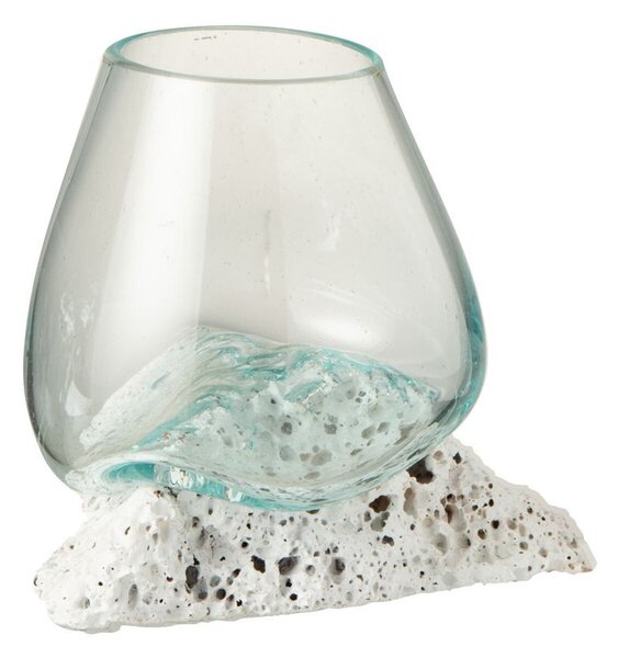 Sklenená váza vsadená na lávový kameň Lava M - 17 * 12,5 * 13,5 cm - J-Line by Jolipa