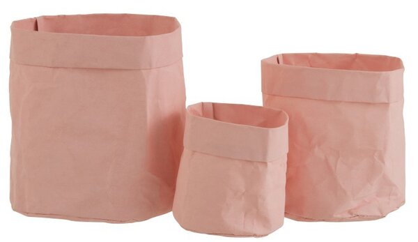 Set 3ks ružových kvetináčov z vodeodolného papíru - 20*20*21 cm - J-Line by Jolipa